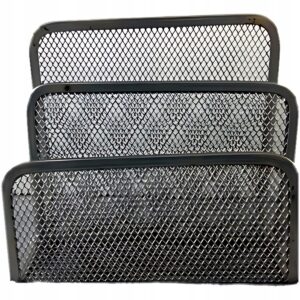 Organizer na biurko metalowy, 13x11x6 cm, 3 przegrody, srebrny.