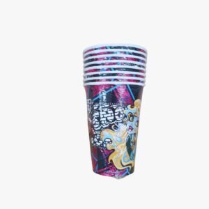 Kubki papierowe grube 180ml 8szt w folii wzór lalki