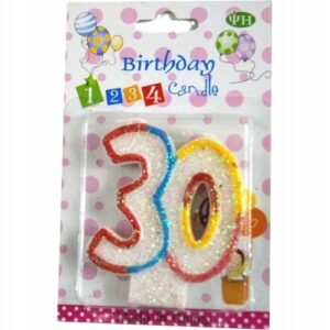 Świeczka Urodzinowa Podwójna '30' 8cm 1szt