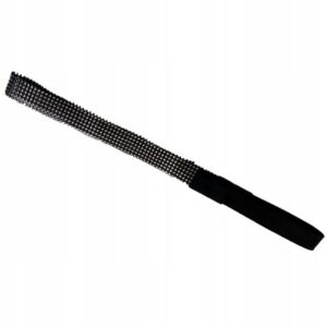 Opaska do włosów materiałowo-plastikowa, 1,5 cm, czarna, z cyrkoniami.