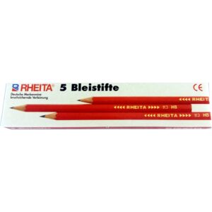 Ołówek techniczny HB Rheita, 5 szt., drewniany, czerwony.