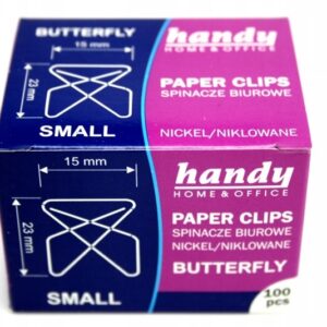 Zestaw 12 opakowań spinaczy biurowych srebrnych 15 mm, krzyżowy mały Handy