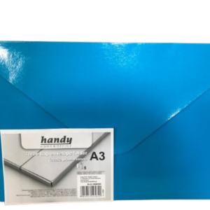 Teczka papierowa laminowana A3 przestrze nna na rzep grubość 12mm 44x30.5cm niebieska Handy szkolna