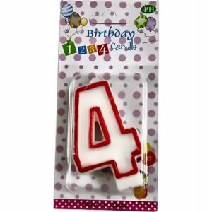 Świeczka Urodzinowa '4' w Kropki z Balonikami 7cm