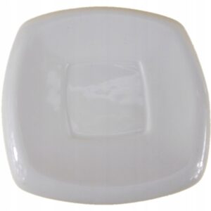 Spodek porcelanowy pod filiżanki, średnica 13 cm, kremowy, kwadratowy.