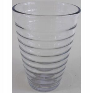 Szklanka z grubego szkła, pojemność 300ml, 12×8 cm, wytłaczana.