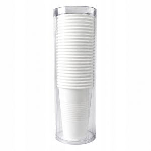Kubki plastikowe 200 ml 25 szt. białe w tubie typu podajnik