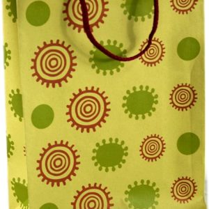 Torebka prezentowa eko L 32x23 cm oliwkowa wzór słońca