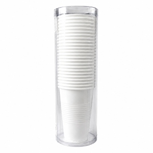 Kubki plastikowe 200 ml wielorazowe białe w tubie typu podajnik 25 szt.