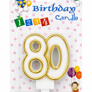 Świeczka urodzinowa 80 podwójna na tort 7.5 cm