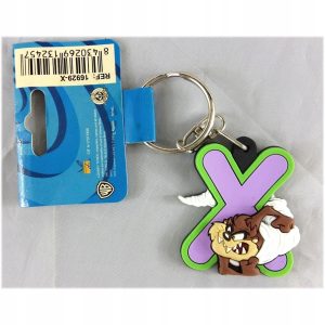 Brelok do kluczy Looney Tunes Taz literka X metalowo gumowy 4 cm 2 szt