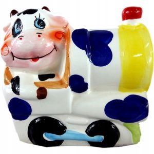 Skarbonka ceramiczna krówka w lokomotywie 13x12 cm 18 szt