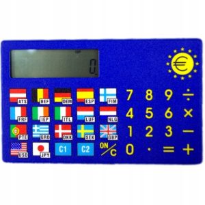 Kalkulator kieszonkowy EURO niebieski 9x5.5 cm na baterie 2xG10 6 szt