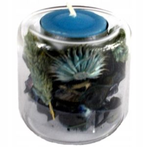 Świecznik szklany tealight z suszem i świeczką 6x6 cm mix kolorów 50 szt