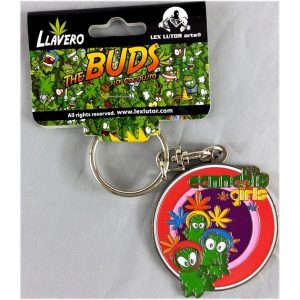 Brelok do kluczy metalowy Marihuana 5 cm okrągły Cannabis Girls 24 szt