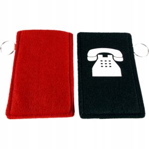 Etui na telefon filcowe 13x9 cm z zawieszką mix kolorów 48 szt