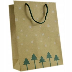 Torebka prezentowa papierowa eko 24x16 cm beżowa Boże Narodzenie 50 szt