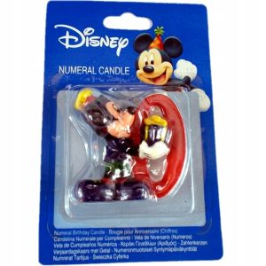 Świeczka urodzinowa cyfra 0 Disney Myszka Miki 5 cm 60 szt