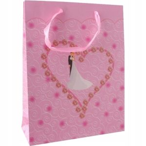 Torebka prezentowa ślubna z wstążką 35x26 cm papier 210 g 12 szt
