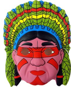 Maska plastikowa dla dzieci Indianin na gumce mix wzorów 50 szt