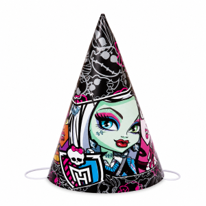 Czapeczka papier. stożkowa z gumką 6 szt./opak. 15 cm Monster High 4 opak.