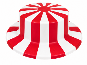 Kapelusz imprezowy w pasy biało czerwone 56 cm plastikowy 8 szt