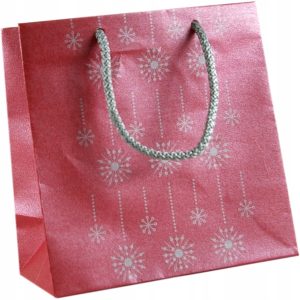 Torebka prezentowa świąteczna papierowa S 15x15 cm czerwona perłowa 12 szt