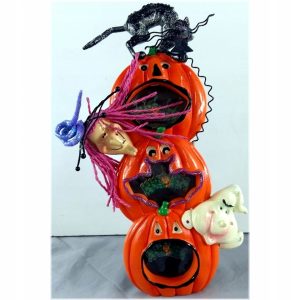 Ramka ceramiczna Halloween 5x5 cm na 3 zdjęcia dynie 24x10 cm 24 szt