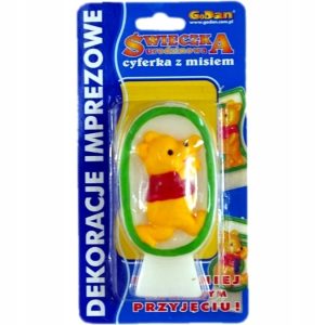 Świeczka urodzinowa cyfra 0 z misiem miodowym 8.5 cm 25 szt