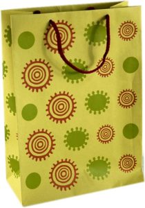 Torebka prezentowa eko L 32x23 cm oliwkowa wzór słońca 50 szt