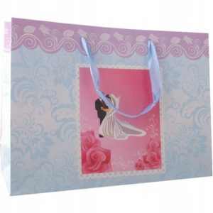 Torebka prezentowa ślubna z wstążką 36x26 cm papier 210 g 10 szt