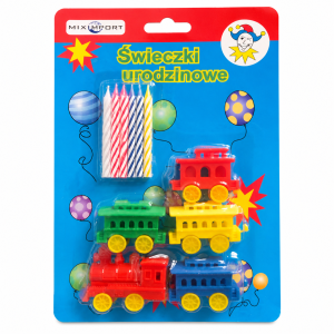 Świeczki urodz. pociąg 11 el.: 6 świeczek i 5 wagoników 48 zest.