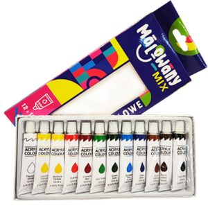 Farby akrylowe do malowania 12 kolorów x 12 ml w tubkach zestaw 60 zest.