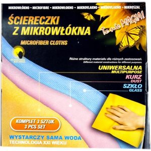 Ścierka z mikrowłókien 3 szt./opak. 32x32 cm żółta różowa 50 opak.