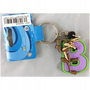 Brelok do kluczy Looney Tunes Kojot metalowo gumowy litera B 12 szt