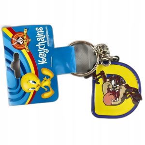 Brelok do kluczy Looney Tunes litera D metalowy 4 cm 2 szt
