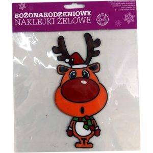 Naklejki żelowe świąteczne renifery na okno 20x20 cm 10 szt