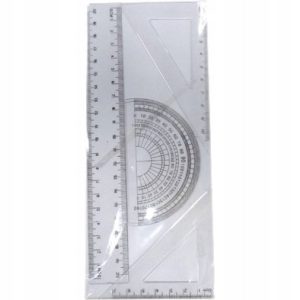 Zestaw geometryczny przezr. linijka 20 cm 2 ekierki kątomierz 10 zest.