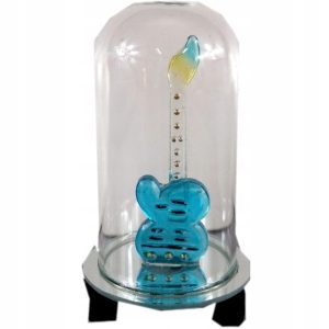 Figurka szklana gitara 10 cm w kloszu na podstawce dekoracyjna 5 szt
