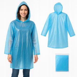 Lekka peleryna przeciwdeszczowa poncho z kapturem 118x80 cm L 10 szt