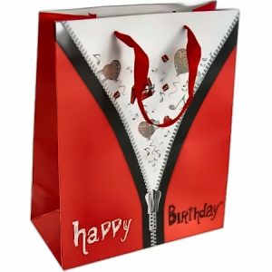 Torebka prezentowa urodzinowa papierowa z wstążką 32x26 cm 210 g 48 szt