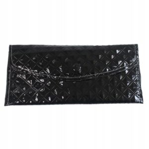 Portfel damski z ekoskóry czarny poziomy 18x8.5 cm na zatrzask 24 szt