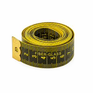 Miarka krawiecka 150 cm x 20 mm żółta z metalowymi końcówkami 12 szt