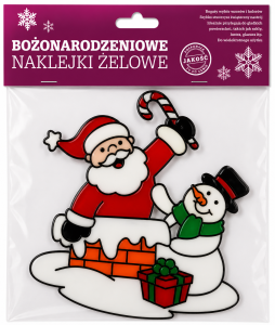 Naklejki żelowe świąteczne Mikołaj 20x20 cm na okno 10 szt