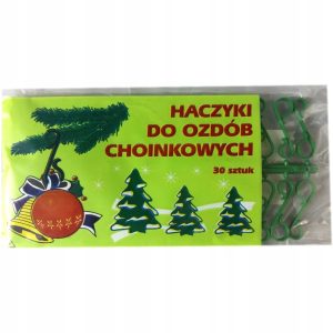 Haczyki do ozdób choinkowych zielone 30 szt./opak. 3 cm święta 100 opak.