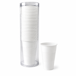 Kubki plast. białe 200 ml w tubie z podajnikiem 25 szt./opak. 25 opak.
