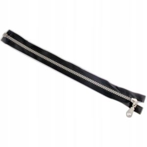 Zamek błyskawiczny metalowy rozdzielczy 87 cm srebrno czarny 24 szt