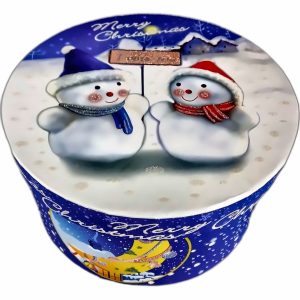 Pudełko prezentowe okrągłe M 19x11 cm z brokatem Boże Narodzenie 50 szt