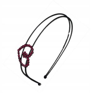 Opaska metalowa do włosów czarna 1 cm z cyrkoniami 36 szt