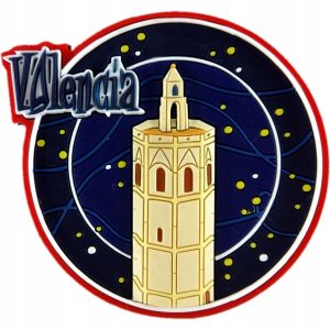 Magnes na lodówkę Valencia gumowy okrągły 5 cm z wieżą 24 szt